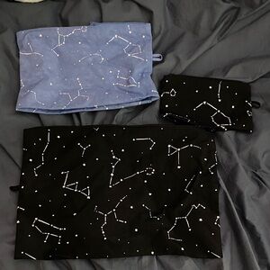 Baggu Constellation Print Pouch Set in Black and Blue